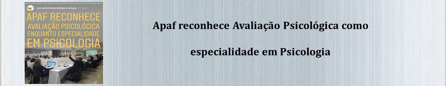 Avaliação Psicológica como especialidade em Psicologia